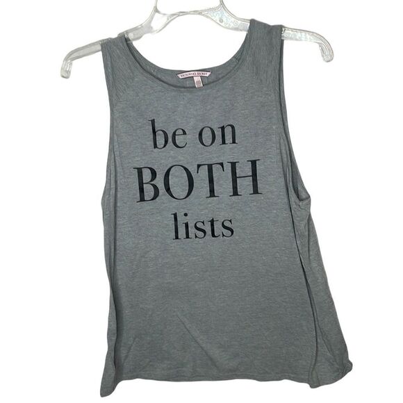 Victoria Secret “Be On Both Lists” Grey/Black Tank Top. Size Medium. - Picture 1 of 8